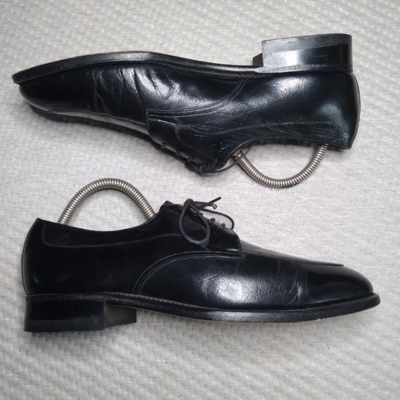 Vintage RARE* Sears Kidskin Lrather Moc Toc Derby Oxfords Sz 8.5 Black - Picture 5 of 9